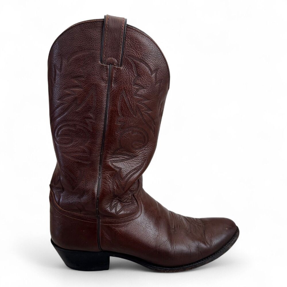 Justin Cowboy Boots Brown Leather Style 1450 Mens Size 13 D Country Western - Picture 4 of 12